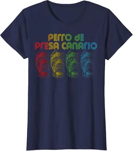 Vista 4 de Cool Retro Groovy Perro De Presa Canario Dog Camiseta para Hombre Mujer Negro