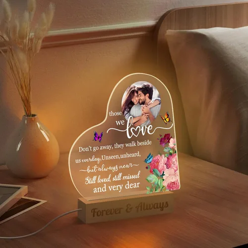 Vista 5 de Luz nocturna con foto personalizada, lámpara LED con nombre de corazón, lámpara acrílica personalizada con imagen, regalo para su novia, amante
