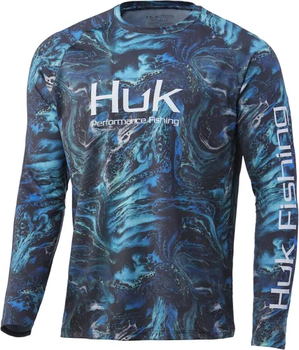 Vista 48 de Huk Pursuit Vented LS para hombre Refracción Fish Fade - San Sal/Wahoo