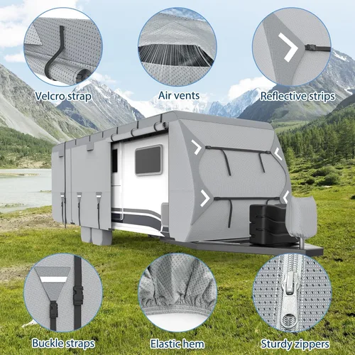 Vista 7 de Mofeez Funda para caravana, cubierta de remolque de viaje de 16 a 18 pies, resistente de 7 capas superior anti-UV, resistente al viento