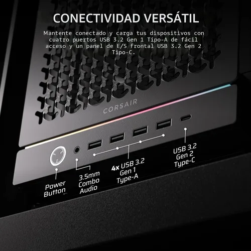 Vista 7 de [Usado] CORSAIR Frame 5000D RS Modular de alto flujo de aire Gabinete para PC semitorre – 4 ventiladores RS preinstalados, Sistema de montaje