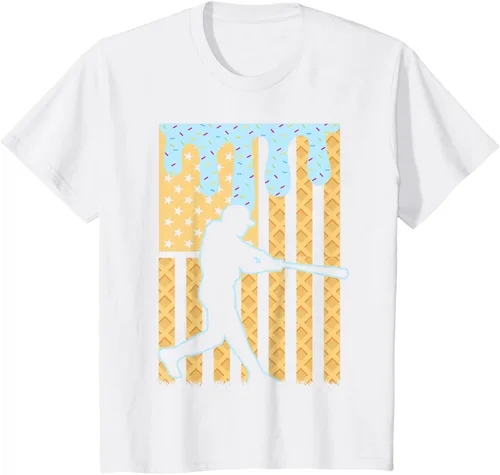 Vista 70 de Camiseta de béisbol Drip Boys Dripping Ice Cream Baseball American Flag, Negro -, Pequeña