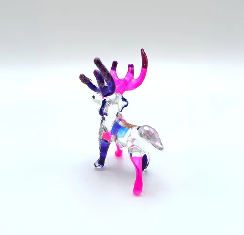 Vista 5 de Ciervo micro pequeñas figuras de vidrio soplado a mano, animales de arte coleccionable, regalo para decoración del hogar (azul rosa)