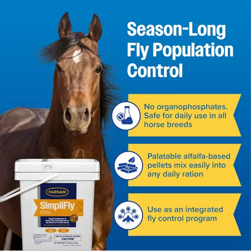 Vista 5 de Farnam SimpliFly - Suplemento diario de control de moscas para caballos, 3.75 libras, pellets apetecibles aprobados por la EPA, evita las moscas