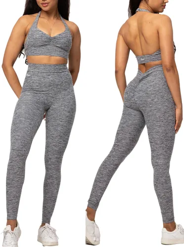 Vista 3 de Danysu Leggings suaves con espalda en V para mujer, mallas suaves de cintura alta para entrenamiento, gimnasio, yoga