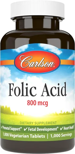 Vista 9 de Carlson Ácido fólico, 800 mcg, soporte prenatal, 300 tabletas Desarrollo fetal; vitamina B importante para mujeres embarazadas