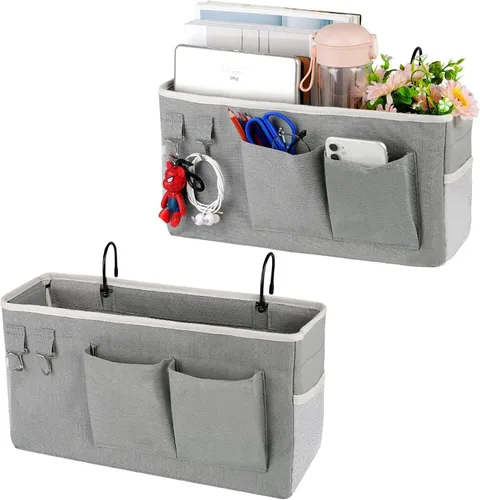 Vista 8 de Organizador de Almacenamiento para Mesita de Noche/Bolsa de Almacenamiento Colgante para Mesita de Noche para Cabeceros, Literas, Dormitorios, Negro