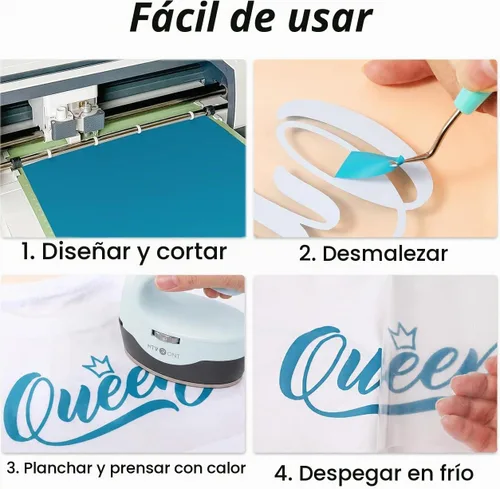 Vista 5 de HTVRONT - Rollos de vinilo HTV de transferencia de calor, 12 pulgadas x 5 pies, color azul aguamarina HTV Aqua Blue
