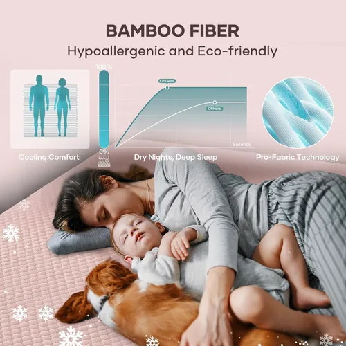 Vista 4 de OhGeni - Protector de colchón 100 % impermeable, almohadilla suave, sábanas bajeras transpirables y refrescantes, funda de cama lavable con 99 5