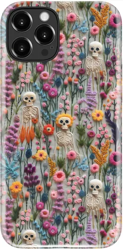 Vista 109 de Funda para iPhone 12 Mini, compatible con carga inalámbrica, protección de doble capa con elegante diseño de flores silvestres, silicona suave +