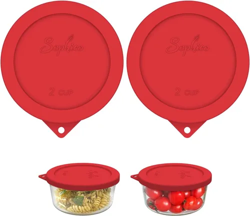 Vista 12 de Sophico - Tapas redondas de silicona para recipiente de almacenamiento de 2 tazas, reemplazo para Pyrex 7200-PC y cuencos de vidrio Anchor Hocking