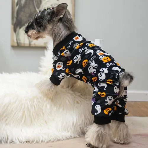 Vista 7 de PUPTECK - Pijamas de forro polar suave para perros pequeños y medianos, mono para perros, suéteres para cachorros, ropa de mascotas, mono de Negro