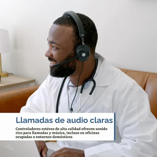 Vista 4 de Cyber Acoustics Auriculares USB HS-2000, optimizado UC, controles