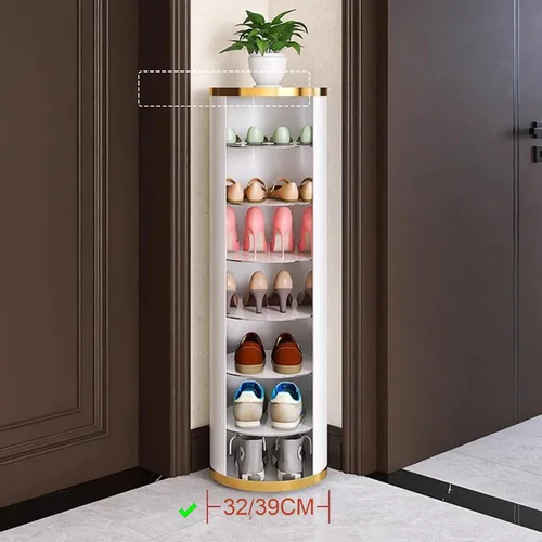 Vista 2 de Zapatero giratorio de 360° de 7 niveles sin puerta, zapatero de pie, torre redonda para zapatos, organizador de zapatos moderno y alto para entrada