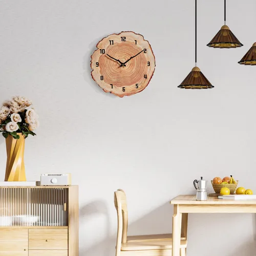 Vista 7 de Reloj de pared rústico silencioso de 12 pulgadas, funciona con pilas, de madera, decoración para baño, cocina, dormitorio, sala de estar, anillo