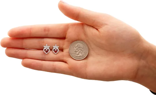 Vista 5 de Disney Pendientes de tuerca de plata de ley con circonita cúbica de princesa