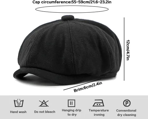 Vista 6 de Xinveen Gorra de 8 paneles para hombre, gorra de tweed vintage con diseño de espiga
