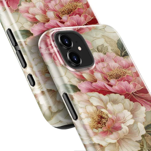 Vista 6 de bemal Funda para iPhone 12 Mini, estética, vintage, floreciente, peonía, concha, femenina, compatible con MagSafe, moderna, única, moderna, moderna