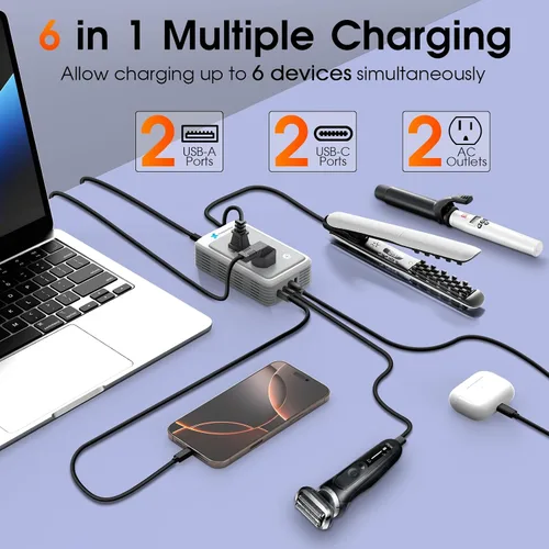 Vista 3 de Mapambo Convertidor de voltaje de 220 V a 110 V de EE. UU. a Europa para rizador y alisadores de cabello, convertidor de corriente para adaptador