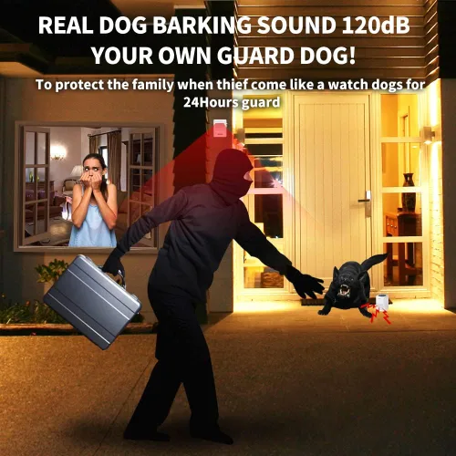 Vista 5 de Alarma de ladridos para perros, detector de movimiento, sensor de movimiento de ladridos al aire libre, rango de 1000 pies, alarma para perros