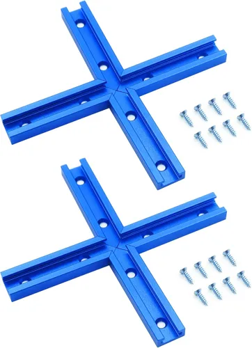 Vista 4 de 2 rieles en T para carpintería con tornillos, herramientas de carpintería de aleación de aluminio, perfil de doble corte, rieles en T universales