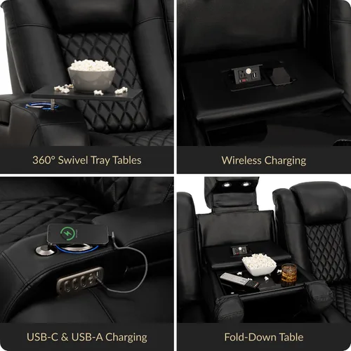 Vista 6 de Seatcraft Anthem LT - Sofá de cine en casa con mesa plegable Negro