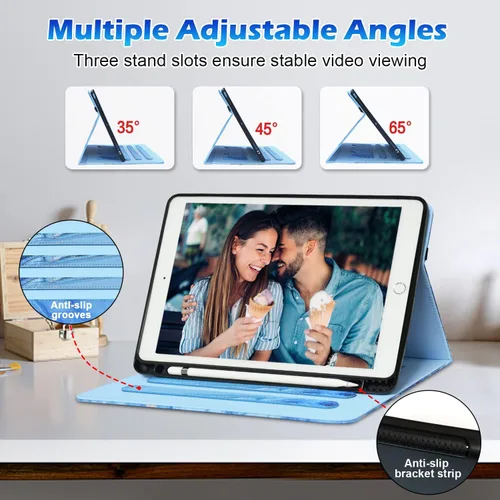 Vista 3 de Zonefoker Fundas para iPad de 6ª generación 2018/2017, iPad Air 2 2014, iPad Air 2013, iPad Pro 9.7 pulgadas 2016 con soporte para lápices, funda