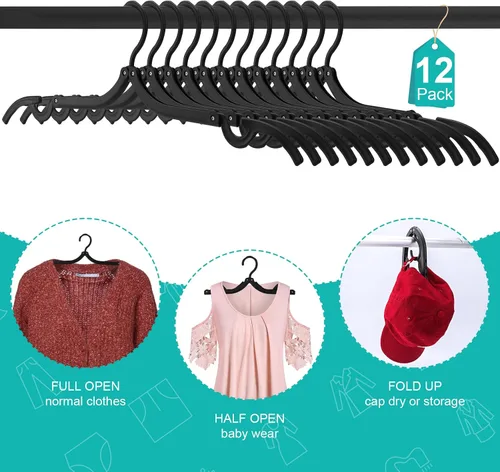 Vista 4 de 12 perchas de viaje, perchas plegables portátiles, perchas plegables negras, accesorios de viaje ligeros, perchas plegables antideslizantes