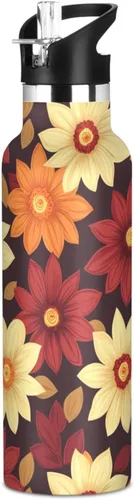 Vista 25 de Flowers Vacuum Insulated Sports Water Bottle Keeps Hot and Cold with Straw Leakproof BPA Free for Gym Sports 08