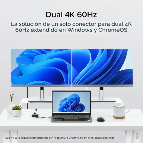 Vista 3 de Adaptador USB C a HDMI enchufable para monitores duales 4K 60Hz Multi