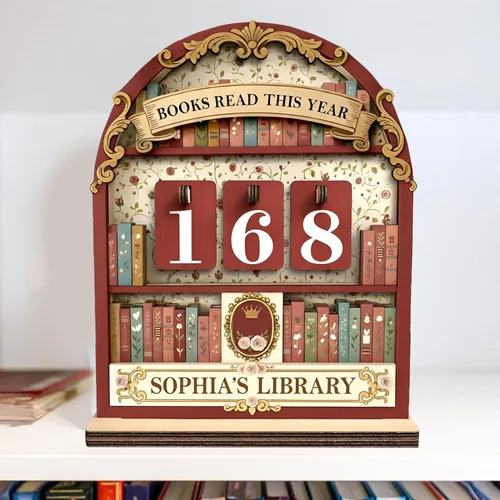 Vista 13 de Rastreador de Lectura de Libros Personalizado, Contador de Libros Leídos Este Año, Decoración de Biblioteca, Letrero de Seguimiento de Libros