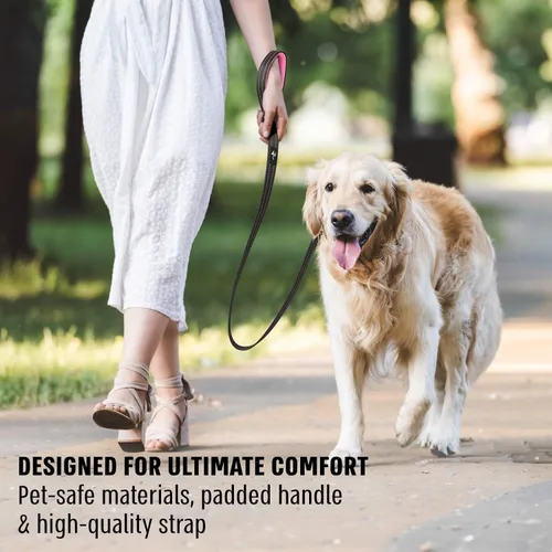 Vista 3 de Active Pets Correa fuerte para perro con mango acolchado, agarre cómodo y duradero para perros grandes y medianos, correa de entrenamiento ajustable