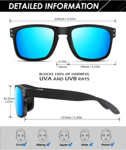 Vista 5 de ANYLUV Mens Sunglasses Polarized, Retro Sunglasses for Men Women Square Style UV400 Protection for Driving