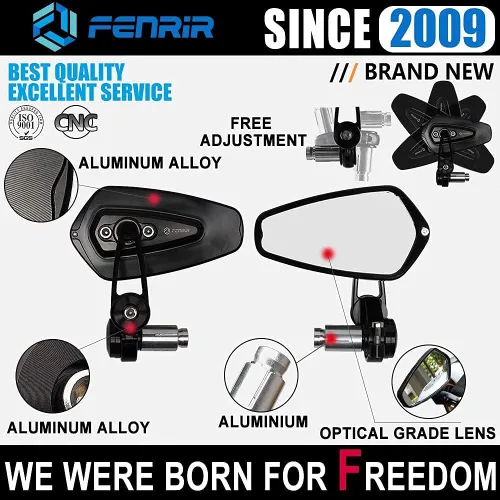 Vista 4 de FENRIR Espejo de motocicleta con adaptador para BMW RNINET F800R (2014-2020) S1000R R1200R R1250R F900R S1000RR(2008-2018) F900XR S1000XR R18 R12