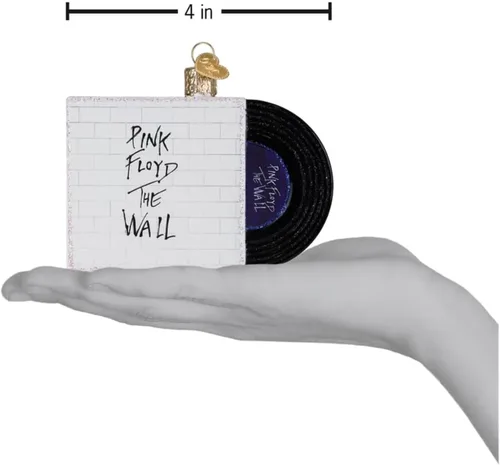 Vista 3 de Old World Christmas The Wall Album Cover (Pink Floyd) Adorno soplado de vidrio para árbol de Navidad, decoración navideña hecha a mano, colección