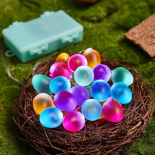 Vista 7 de Guirnalda de luces de Pascua decorativas con forma de huevo, 30 luces LED de 10 pies, funciona con pilas para el hogar, dormitorio, cumpleaños