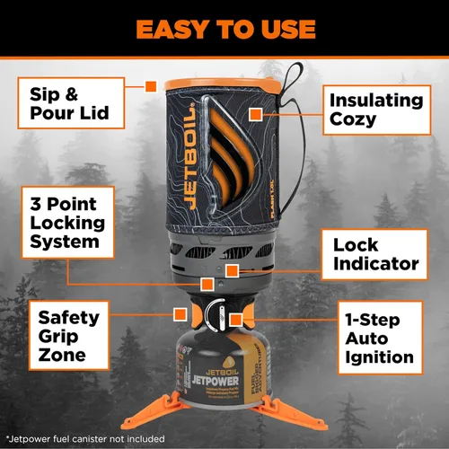 Vista 5 de Jetboil Flash Java - Estufa portátil de hervir rápido y prensa de café para acampar y mochileros, encendido automático de 1 paso, quemador