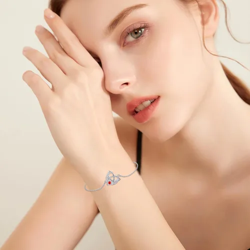 Vista 3 de Pulsera de piedra natal para mujer, plata de ley S925, pulseras celtas con dijes celtas, regalos de joyería, día de la madre, cumpleaños, día de San