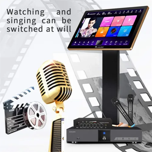 Vista 6 de Inandon-KV-V5 Plus reproductor de karaoke, con micrófono inalámbrico, pantalla táctil de 21.5 pulgadas 8TB HDD, entretenimiento en el hogar película