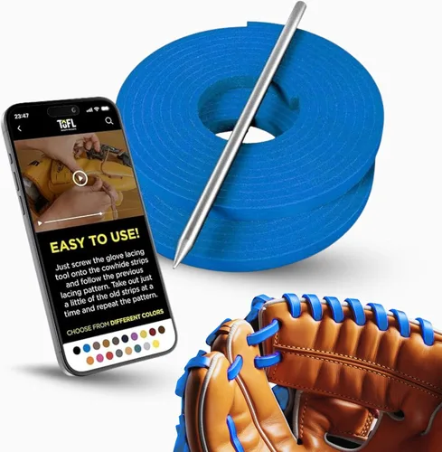 Vista 17 de TOFL Kit de encaje para guantes de sóftbol y béisbol Kit de reparación de cordones de guante de encaje 2 cordones de cuero con aguja de cordones