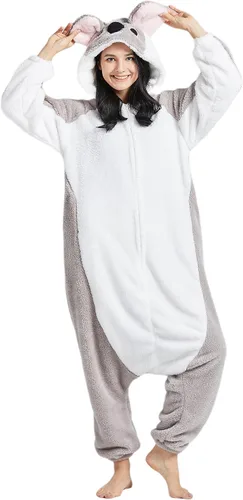 Vista 3 de DELEY Unisex Adult Koala Onesie, Halloween Cosplay Costume Animal Pajamas Homewear Sleepwear Jumpsuit
