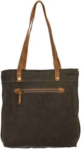 Vista 4 de Myra Bag Bolso tote Himbac de lona y piel de vaca reciclada S-1251, Marrón