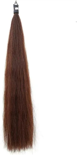 Vista 5 de Extensiones de cola de caballo con bucle trenzado de crin, parte inferior de corte romo, 34-36 pulgadas de largo y peso de 1/2 libra (gris oscuro)