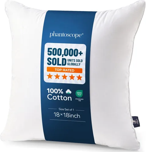 Vista 16 de Inserto de almohada Phantoscope - Inserto de almohada con funda de algodón 100% - Inserto de almohada cuadrada para almohada lumbar - Almohadas