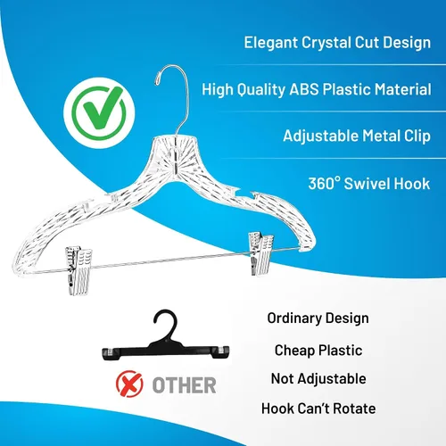 Vista 5 de HARDW Perchas para ropa con clips de plástico, juego de 12 unidades, perchas resistentes para vestidos, camisetas, camisas, trajes, perchas