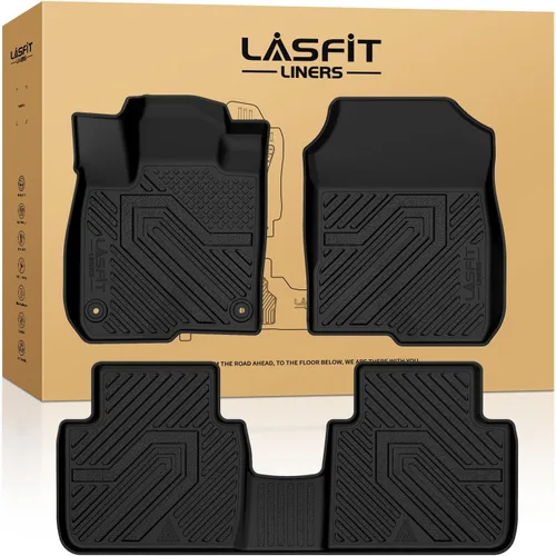 Vista 13 de LASFIT - Tapete de elastómero termoplástico para piso y maletero de automóvil, ajuste personalizado para todo tipo de clima, 1ª y 2ª fila, negro,