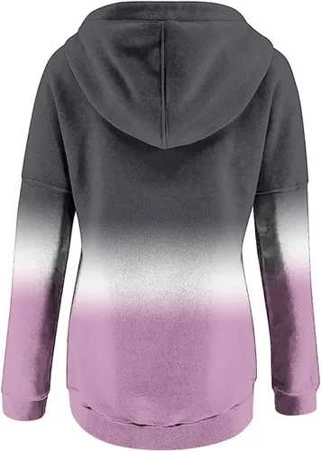 Vista 104 de Sudaderas con capucha para mujer, con cuello de botón, sin botones, con cordón, manga larga, lindas, ropa para adolescentes y niñas