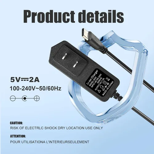 Vista 3 de Cable de carga tipo c 5V 2A Pistola de masaje Cargador Cable de alimentación Tipo C Cable de carga, 4.9 ft/5fl