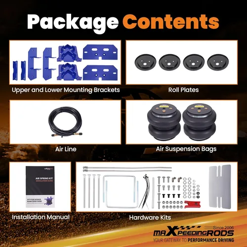 Vista 6 de maXpeedingrods Kit de bolsas de suspensión neumática trasera de 7500 libras para Dodge Ram 2500 4WD 2003-2013 Ram 3500 4WD 2003-2018 Kit de bolsas