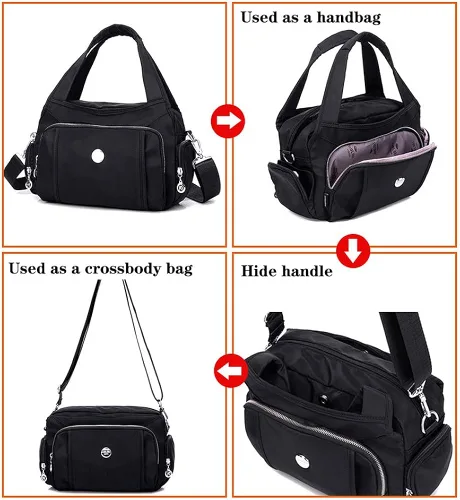 Vista 3 de MINTEGRA Bolso cruzado para mujer, bolso impermeable con múltiples bolsillos de nailon para viajes